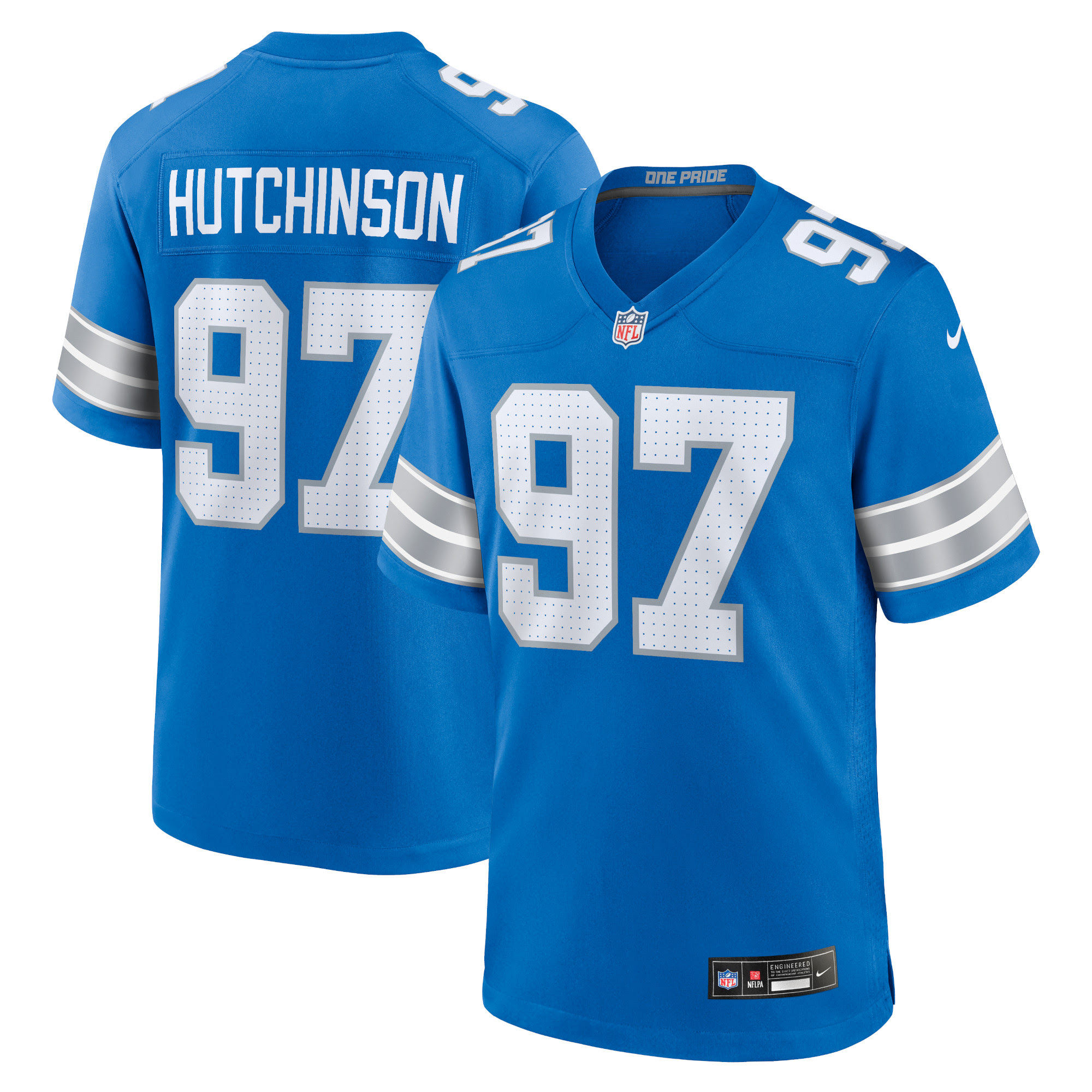 Men Detroit Lions #97 Hutchinson Blue 2024 Nike NFL Jersey style 11